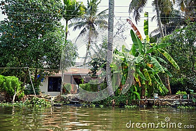 Alleppey Backwaters Kerala. Boat trip Stock Photo
