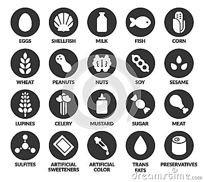 Allergens icon set Vector Illustration