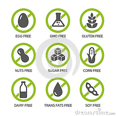 Allergens Icons Vector Illustration