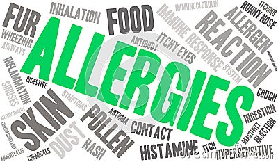 Allergies Word Cloud Vector Illustration