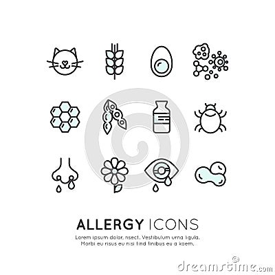 Allergy, Food and Domestic Pet Intolerance, Skin Reaction, Eye and Nose Desease Stock Photo