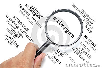 Allergy, health conceptual focus on Allergen Stock Photo