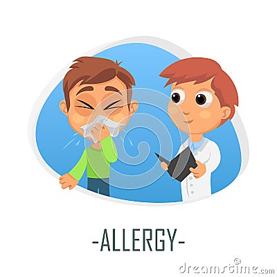 Allergy medical concept. Vector illustration. Cartoon Illustration