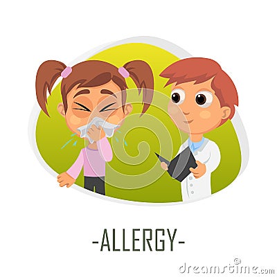 Allergy medical concept. Vector illustration. Cartoon Illustration