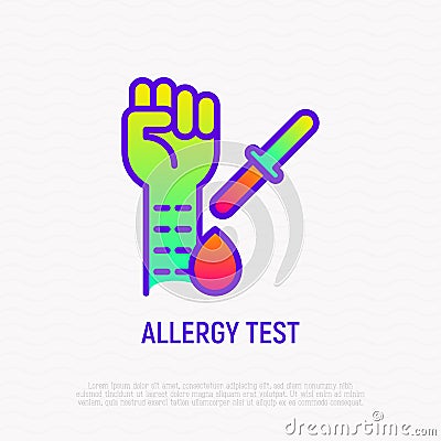 Allergy test icon: hand and pipette with allergens Vector Illustration