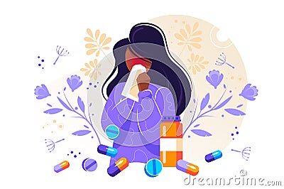 Allergy vector illustration. Flat tiny Vector Illustration