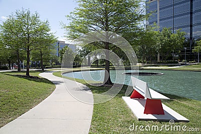 Alley around lake in Hall Park Frisco Stock Photo