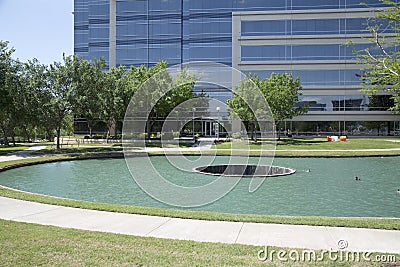 Alley around lake in Hall Park Frisco TX Stock Photo