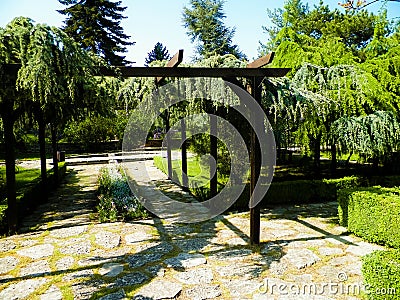 Alley in Balchik Palace gardens, Bulgaria Stock Photo