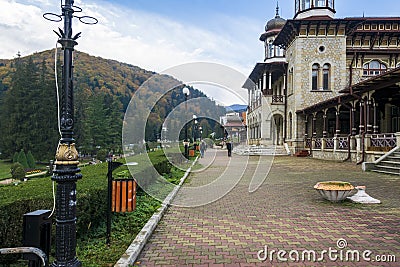 The alley in front of Slanic Moldova Casino, Bacau, Romania Editorial Stock Photo