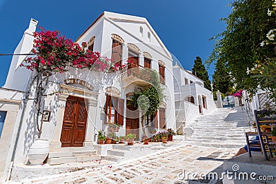 Street scene, on aegean island of Tinos, Greece. Stock Photo