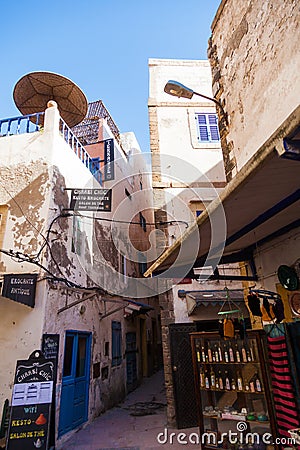 Alley in the souks of Essaouira, Morocco Editorial Stock Photo