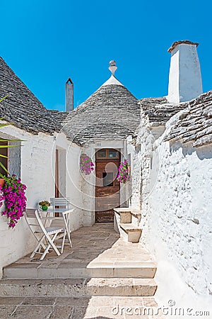 Alley of the trulli of Alberobello Stock Photo