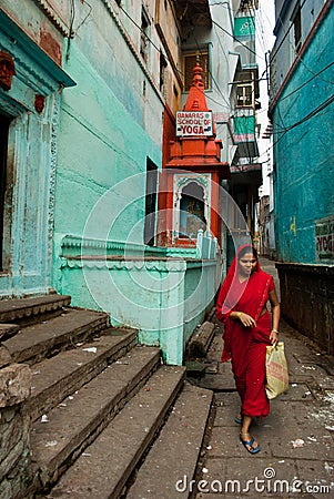 Alley in Varanasi Editorial Stock Photo