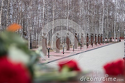 Alleyof heroes of the great Patriotic war, Khanty-Mansiysk may 9, 2017 Editorial Stock Photo