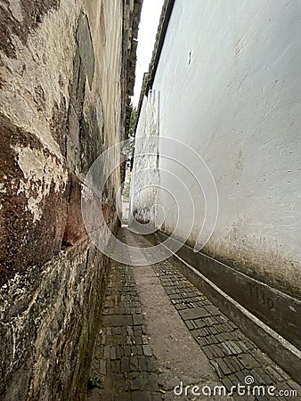 Alleys in ancient Chinese tourist port town Editorial Stock Photo