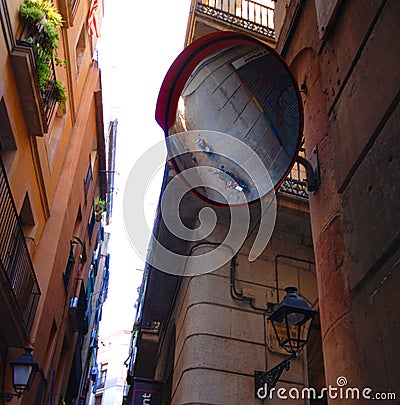 Alleyway between buildings Stock Photo