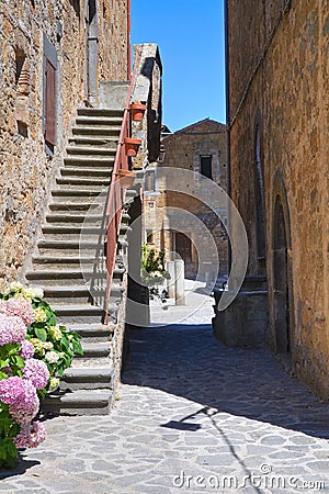 Alleyway. Civita di Bagnoregio. Lazio. Italy. Stock Photo