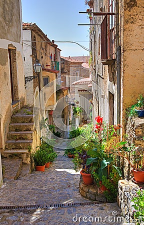 Alleyway. Scalea. Calabria. Italy. Stock Photo