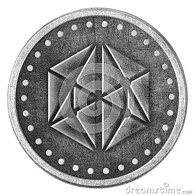 Alliance Block Grunge Silver Coin, Token Stock Photo