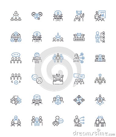 Alliance line icons collection. Unity , Partnership , Collaboration , Cooperation , Coalition , Teamwork , Synergy Vector Illustration