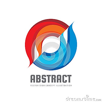 Alliance - vector logo template concept illustration. Colored abstract shapes. Geometric sign. Two design elements Vector Illustration