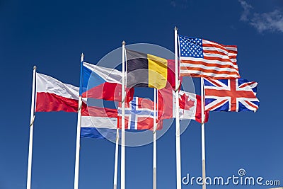 Allied forces flags, Normandy, France Stock Photo