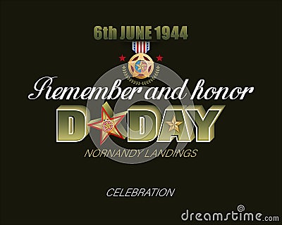 Allied forces, Normandy landings, D-Day celebration Vector Illustration