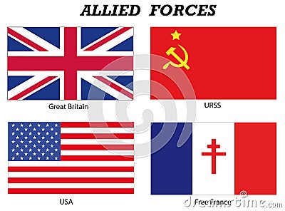 Allied Forces in World War 2 Vector Illustration
