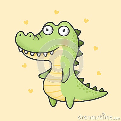 Alligator cartoon hand drawn style Stock Photo