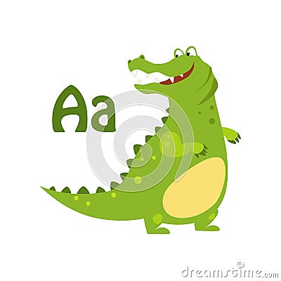 Alligator. Funny Alphabet, Animal Vector Illustration Vector Illustration