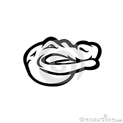 Alligator or Gator Head Side View Mascot Black and White Vector Illustration