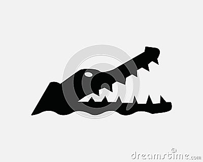 Alligator Head Icon Gator Crocodile Reptile Open Mouth Jaw Icon Vector Illustration