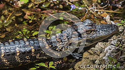 Alligator Juvenile, Resting, Big Cypress National Preserve, Florida Stock Photo