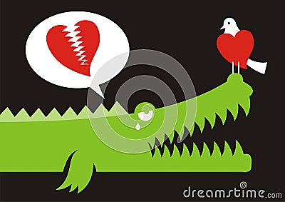 Alligator in love Vector Illustration