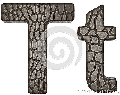 Alligator skin font T lowercase and capital letters Stock Photo