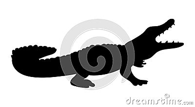 Alligator vector illustration black silhouette Vector Illustration