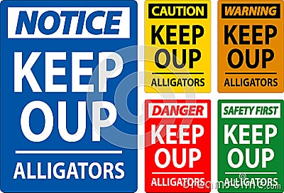 Alligator Warning Sign: Danger Keep Out - Alligators Vector Illustration