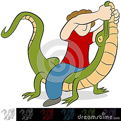 Alligator Wrestler Vector Illustration