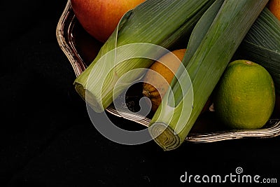 Allium ampeloprasum Vegetable Leek still life Stock Photo