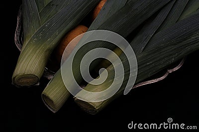 Allium ampeloprasum Vegetable Leek still life Stock Photo