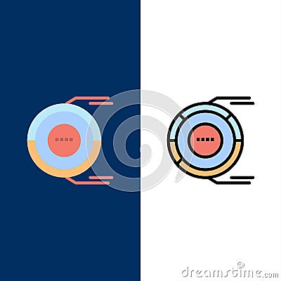 Allocation, Analysis, Diagram, Estimation, Resource Icons. Flat and Line Filled Icon Set Vector Blue Background Vector Illustration