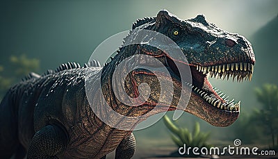 allosaurus, digital art illustration, Generative AI Cartoon Illustration