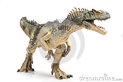 Allosaurus plastic figurine on white background Stock Photo