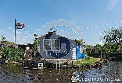 Allotment gardens at the old trave, lubeck, germany Editorial Stock Photo