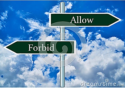 Allow and Forbid signs. Stock Photo