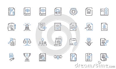Allowable line icons collection. Permissible, Acceptable, Legitimate, Admissible, Authorized, Allowed, Sanctid vector Vector Illustration