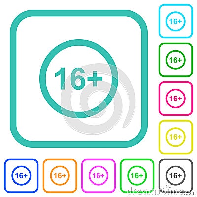 Allowed above 16 years only vivid colored flat icons Vector Illustration