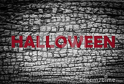 Alloween text on grungy wood background Stock Photo