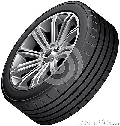 Alloy wheel with low-profile tire Vector Illustration